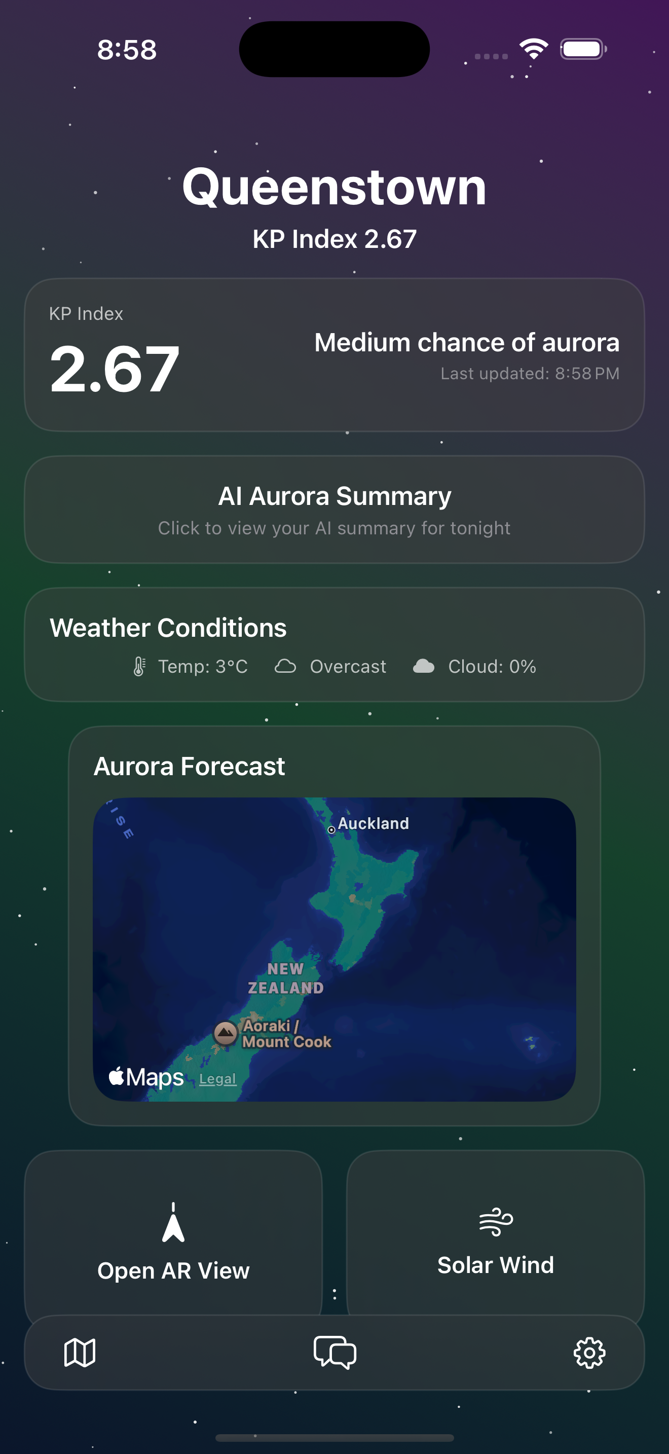 Aurora Watch NZ App Screenshot